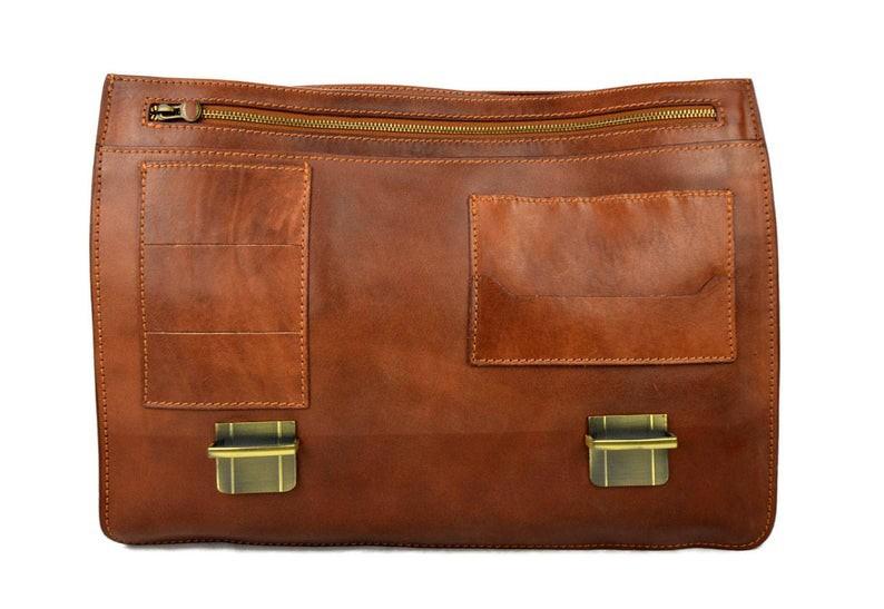 Council Briefcase - Genuine Brown Leather - Bricks Masons