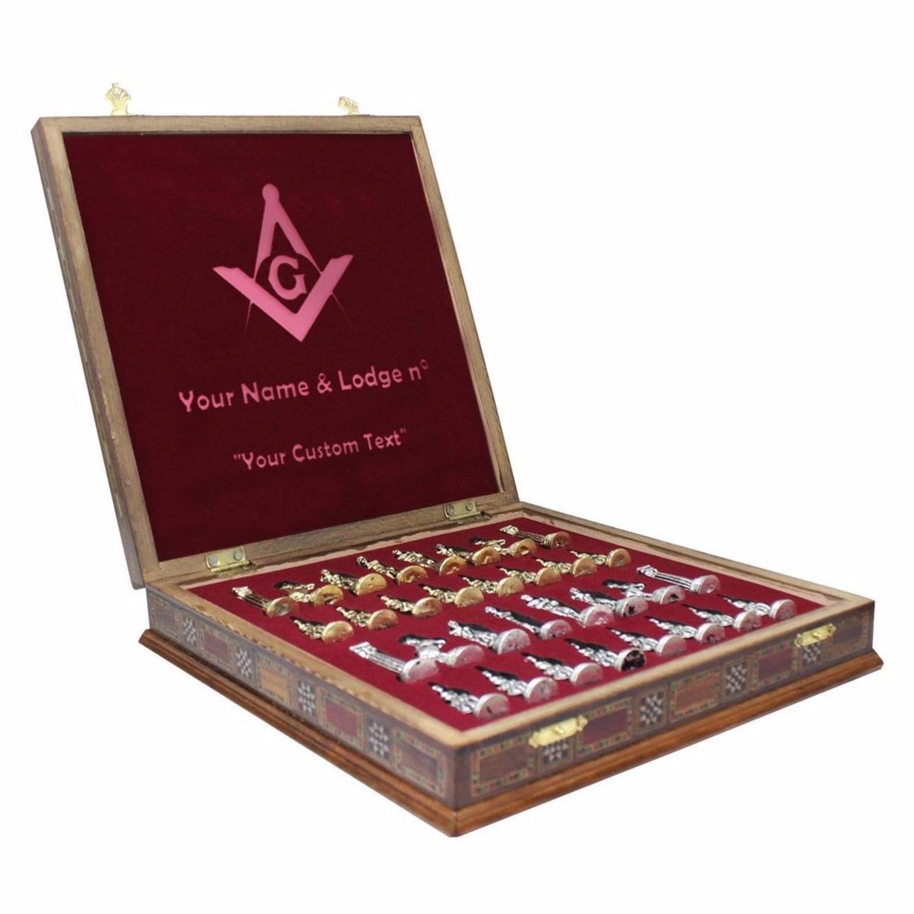 Master Mason Blue Lodge Chess Set - Hand Workmanship Patterns - Bricks Masons