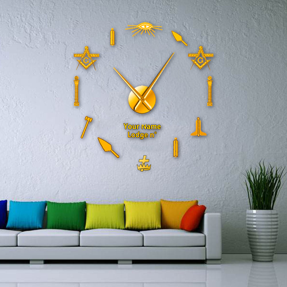Knights Templar Commandery Clock - Frameless Design - Bricks Masons