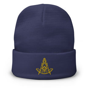 Past Master Blue Lodge California Regulation Beanie - Golden Embroidery - Bricks Masons