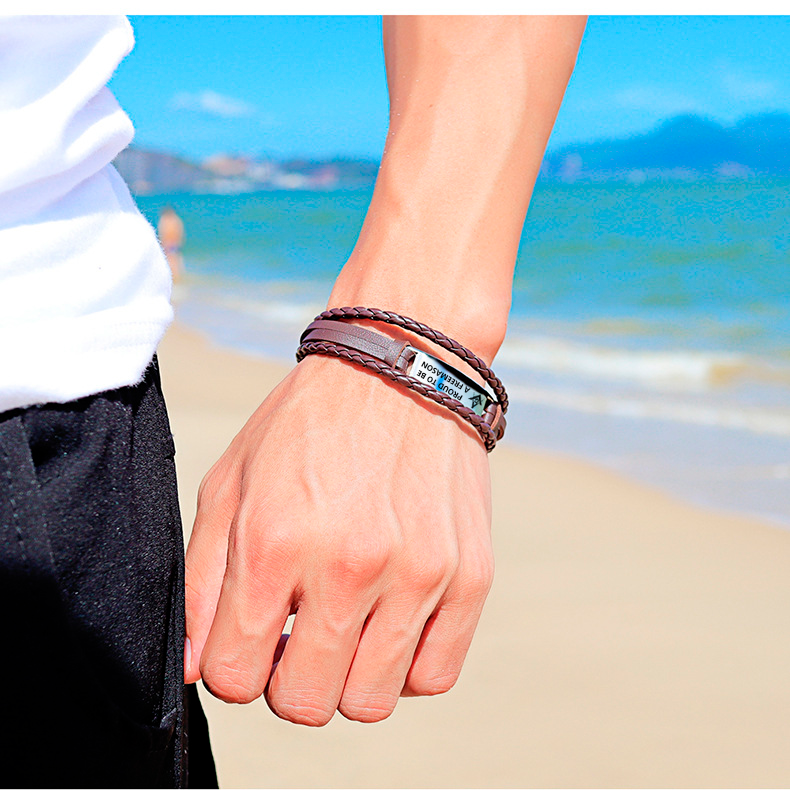 Master Mason Blue Lodge Bracelet - Black & Brown - Bricks Masons