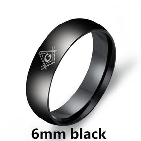 Master Mason Blue Lodge Ring - Le Baiser Square & Compass Smooth Round - Bricks Masons