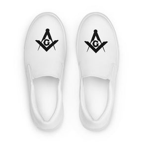 Master Mason Blue Lodge Sneaker - Square and Compass G Slip-on Canvas - Bricks Masons