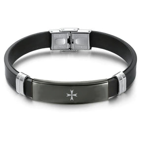 Order Of Malta Commandery Bracelet - Steel & Leather - Bricks Masons