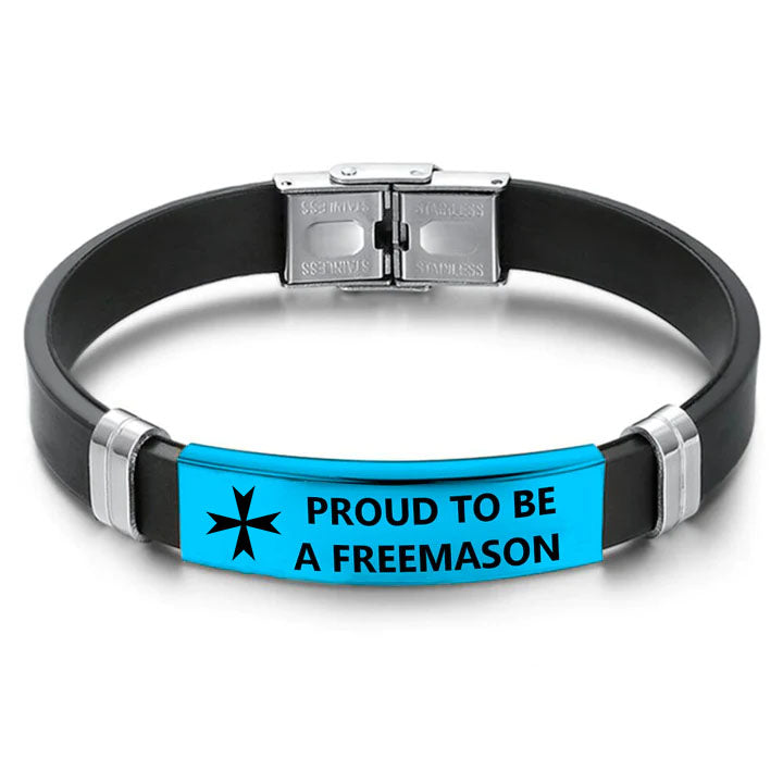 Order Of Malta Commandery Bracelet - Steel & Leather - Bricks Masons