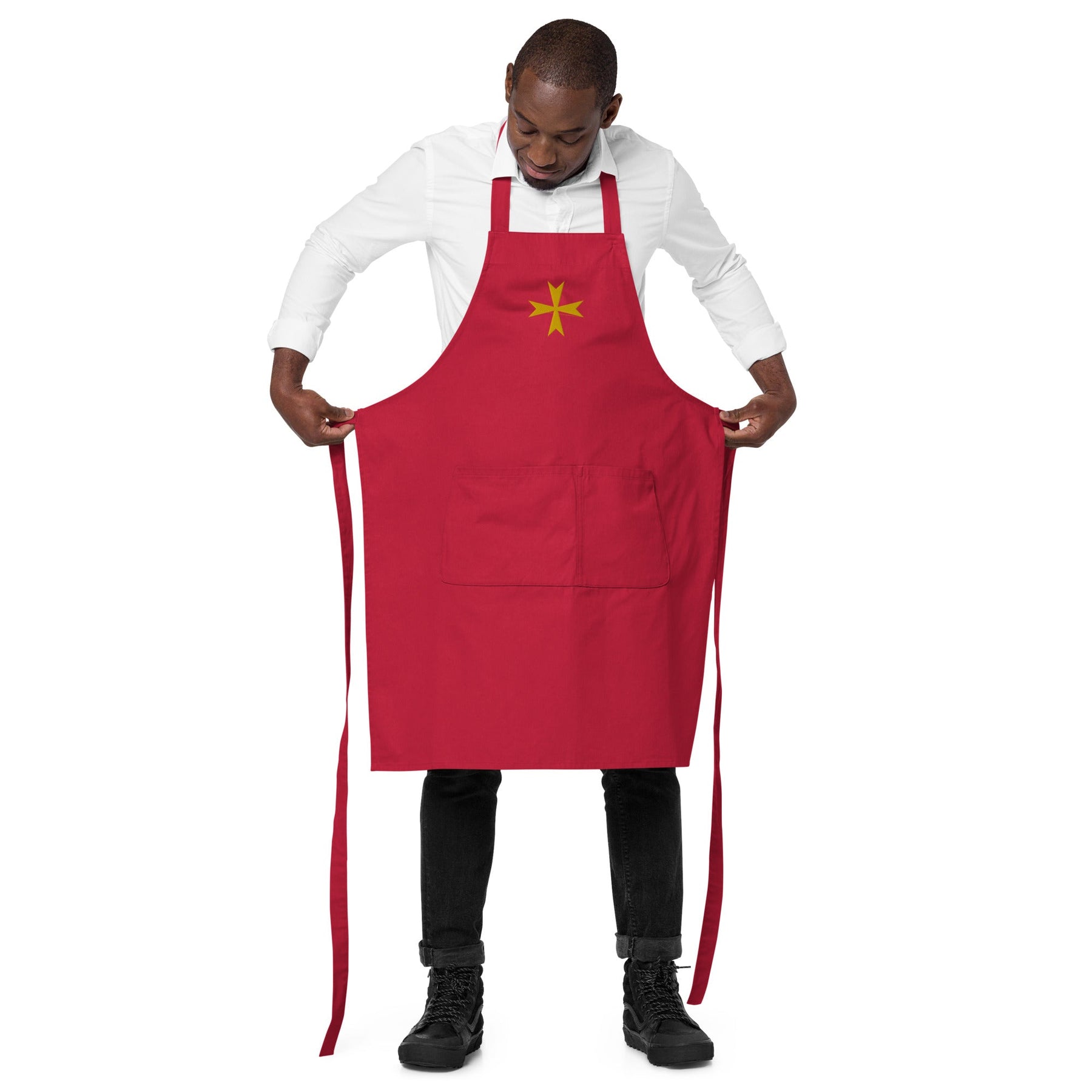 Order Of Malta Commandery Kitchen Apron - Various Cotton Colors - Bricks Masons