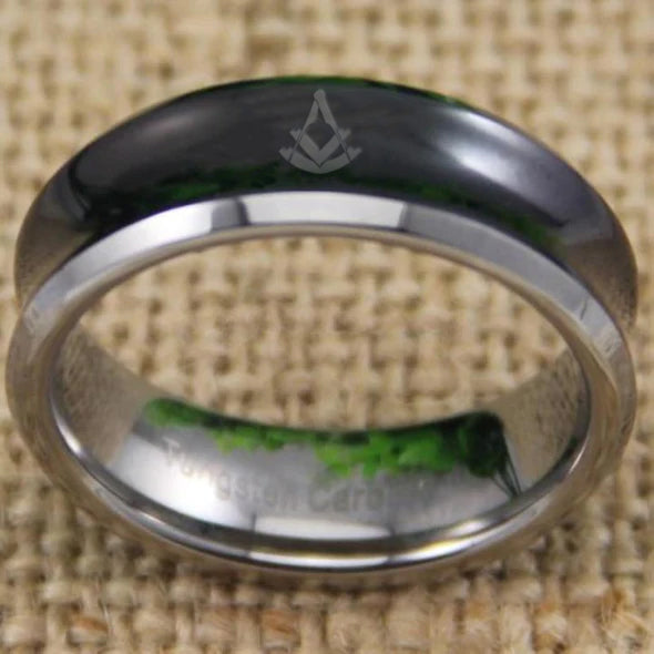 Past Master Blue Lodge Ring - Black Silver Edges - Bricks Masons