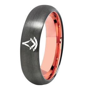Past Master Blue Lodge Ring - Gunmetal With Rose Gold Tungsten - Bricks Masons