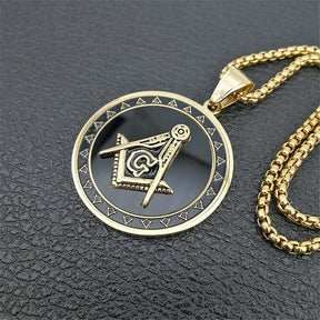 Master Mason Blue Lodge Necklace - Stainless Steel Square and Compass G - Bricks Masons