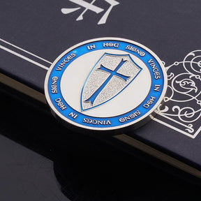 Knights Templar Commandery Coin - IN HOC SIGNO VINCES Light Blue - Bricks Masons