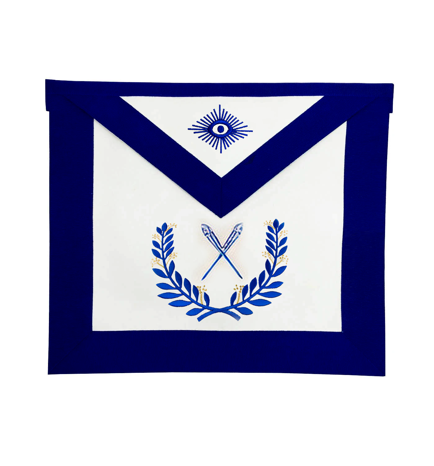 Secretary Blue Lodge Officer Apron - Royal Blue Wreath Embroidery - Bricks Masons