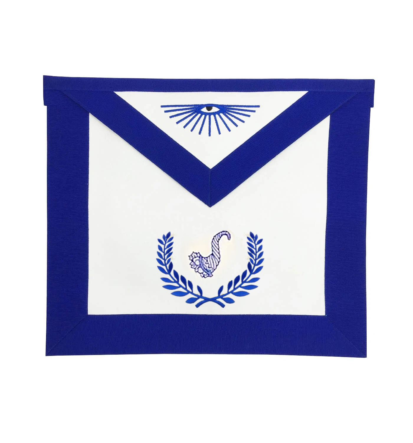 Senior Steward Blue Lodge Officer Apron - Royal Blue with Wreath - Bricks Masons