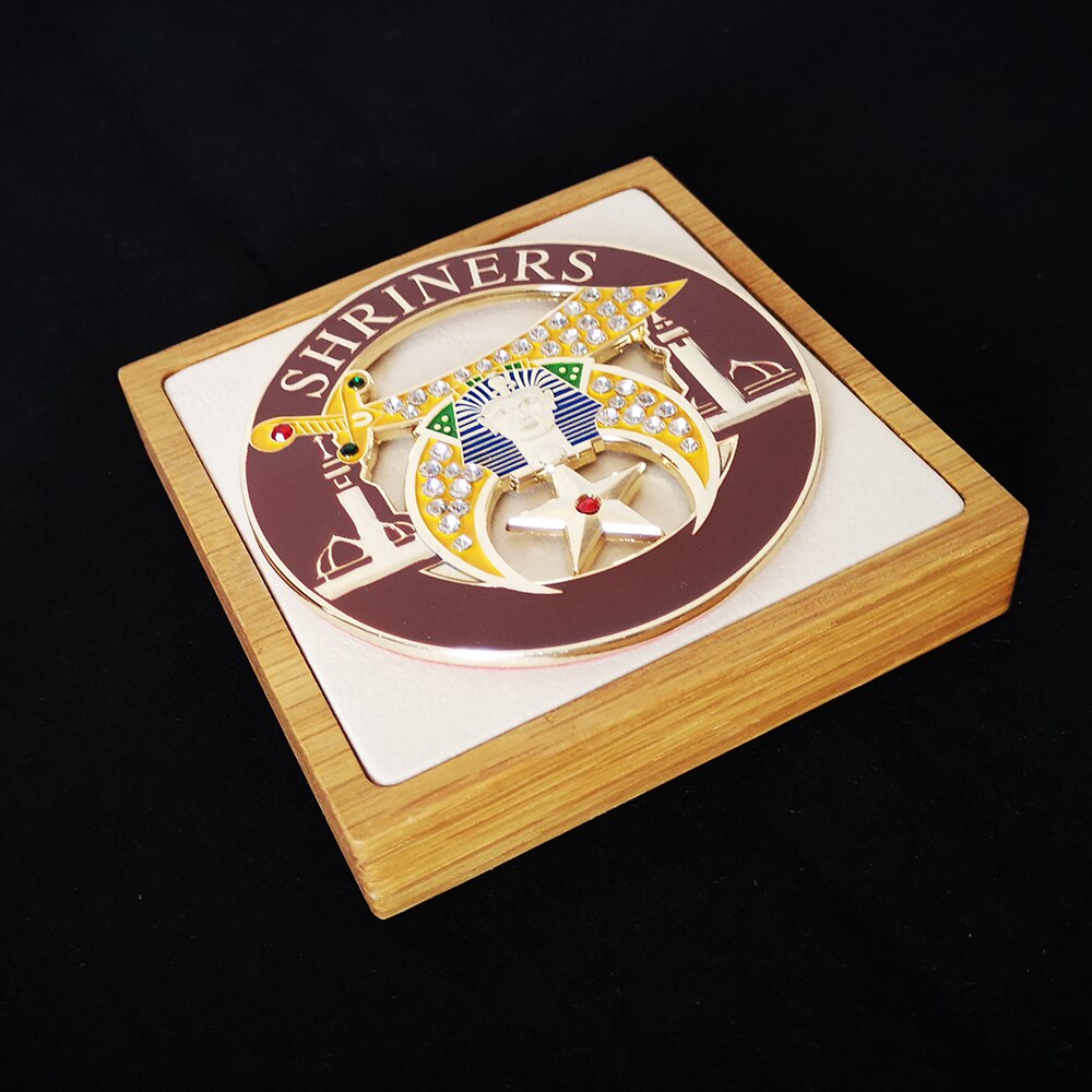 Shriners Car Emblem - Rhinestone Minarets Medallion Dark Brown - Bricks Masons