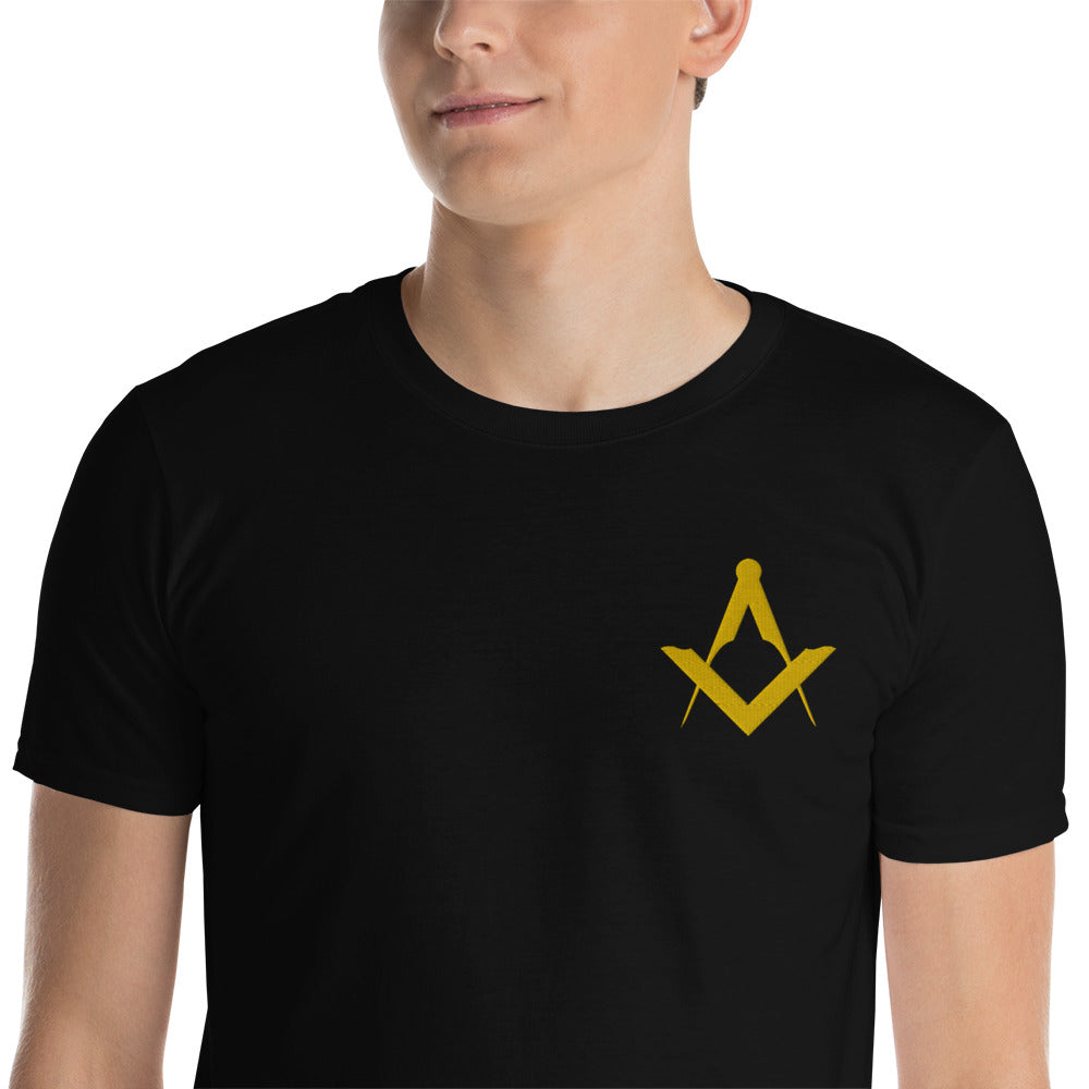 Master Mason Blue Lodge T-Shirt - Various Colors Golden Embroidery - Bricks Masons