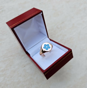 Masonic Ring - Forget Me Not 9K Rose Gold With Enamel - Bricks Masons